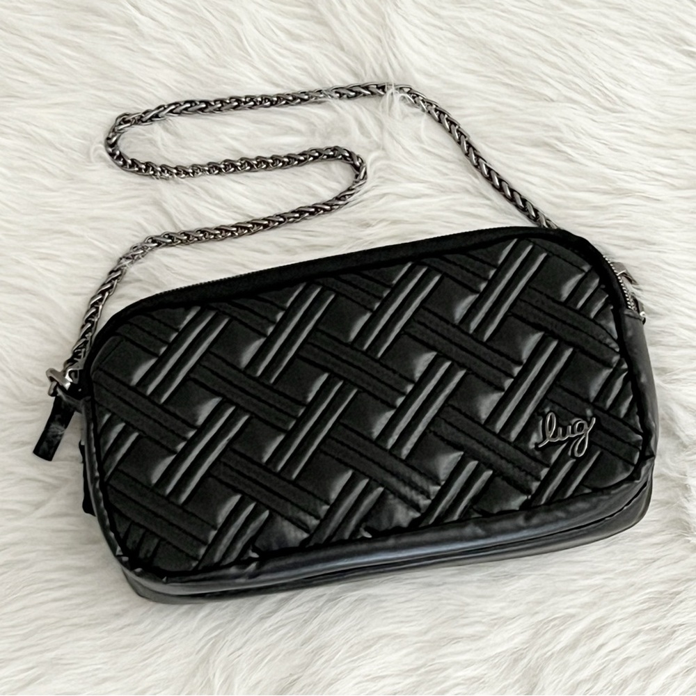 LUG Coupe XL Quilted Double Zipper Black Shoulder Bag